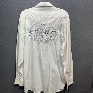 Eddie Domani Western Embroidered Blinds Button Down Shirt White Mens Size XL